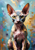 Expressive Art Sphynx Cat in Shimmering Tones Print