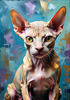 Expressive Art Sphynx Cat in Shimmering Tones Print