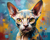 Expressive Art Sphynx Cat in Shimmering Tones Print