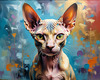 Expressive Art Sphynx Cat in Shimmering Tones Print