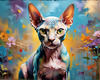 Expressive Art Sphynx Cat in Shimmering Tones Print