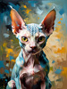 Expressive Art Sphynx Cat in Shimmering Tones Print