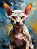 Expressive Art Sphynx Cat in Shimmering Tones Print