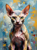 Expressive Art Sphynx Cat in Shimmering Tones Print