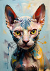 Expressive Art Sphynx Cat in Shimmering Tones Print