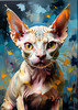 Expressive Art Sphynx Cat in Shimmering Tones Print