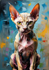 Expressive Art Sphynx Cat in Shimmering Tones Print