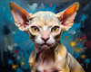 Expressive Art Sphynx Cat in Shimmering Tones Print