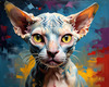 Expressive Art Sphynx Cat in Shimmering Tones Print