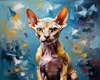 Expressive Art Sphynx Cat in Shimmering Tones Print