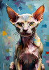 Expressive Art Sphynx Cat in Shimmering Tones Print