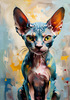 Expressive Art Sphynx Cat in Shimmering Tones Print