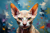 Expressive Art Sphynx Cat in Shimmering Tones Print
