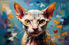 Expressive Art Sphynx Cat in Shimmering Tones Print