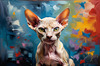 Expressive Art Sphynx Cat in Shimmering Tones Print