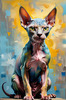Expressive Art Sphynx Cat in Shimmering Tones Print