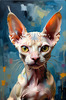 Expressive Art Sphynx Cat in Shimmering Tones Print
