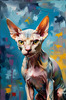 Expressive Art Sphynx Cat in Shimmering Tones Print