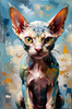 Expressive Art Sphynx Cat in Shimmering Tones Print
