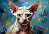 Expressive Art Sphynx Cat in Shimmering Tones Print