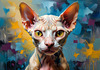 Expressive Art Sphynx Cat in Shimmering Tones Print