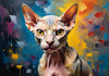 Expressive Art Sphynx Cat in Shimmering Tones Print
