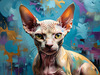 Expressive Art Sphynx Cat in Shimmering Tones Print