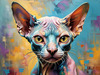 Expressive Art Sphynx Cat in Shimmering Tones Print