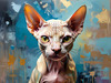 Expressive Art Sphynx Cat in Shimmering Tones Print