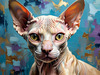 Expressive Art Sphynx Cat in Shimmering Tones Print