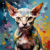 Expressive Art Sphynx Cat in Shimmering Tones Print