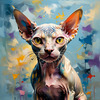 Expressive Art Sphynx Cat in Shimmering Tones Print