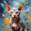 Expressive Art Sphynx Cat in Shimmering Tones Print