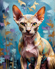 Expressive Art Sphynx Cat in Shimmering Tones Print