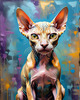 Expressive Art Sphynx Cat in Shimmering Tones Print