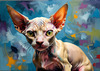 Expressive Art Sphynx Cat in Shimmering Tones Print
