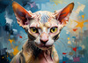 Expressive Art Sphynx Cat in Shimmering Tones Print