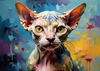 Expressive Art Sphynx Cat in Shimmering Tones Print