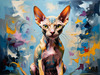 Expressive Art Sphynx Cat in Shimmering Tones Print