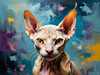 Expressive Art Sphynx Cat in Shimmering Tones Print