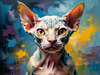 Expressive Art Sphynx Cat in Shimmering Tones Print