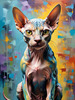 Expressive Art Sphynx Cat in Shimmering Tones Print