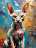 Expressive Art Sphynx Cat in Shimmering Tones Print