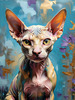 Expressive Art Sphynx Cat in Shimmering Tones Print