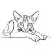 Minimalist Line Art of Sphynx Cat Lying Down