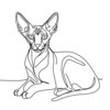 Minimalist Line Art of Sphynx Cat Lying Down