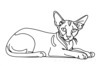 Minimalist Line Art of Sphynx Cat Lying Down