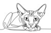 Minimalist Line Art of Sphynx Cat Lying Down