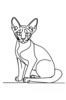 Minimalist Line Art of Sphynx Cat Lying Down