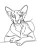 Minimalist Line Art of Sphynx Cat Lying Down
